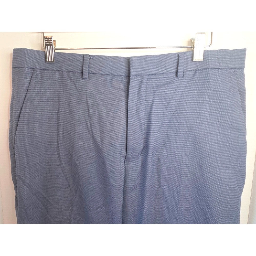 Perry Ellis Portfolio Mens Blue Flat Front Flex Stretch Dress Pants 34x30 - Picture 2 of 5
